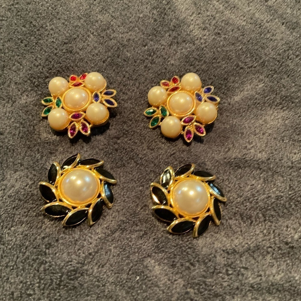 Two pairs Vintage Clip On Earrings